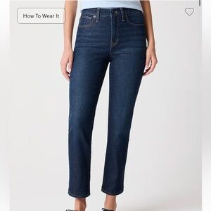 J Crew Essential Straight Jeans 31 Petite Dark Wash High Rise Classic Denim